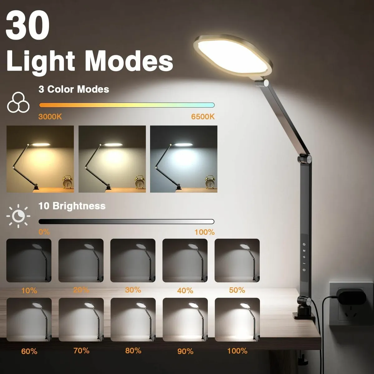 LED Desk Lamp with Clamp for Home Office Dimmable - Image 4