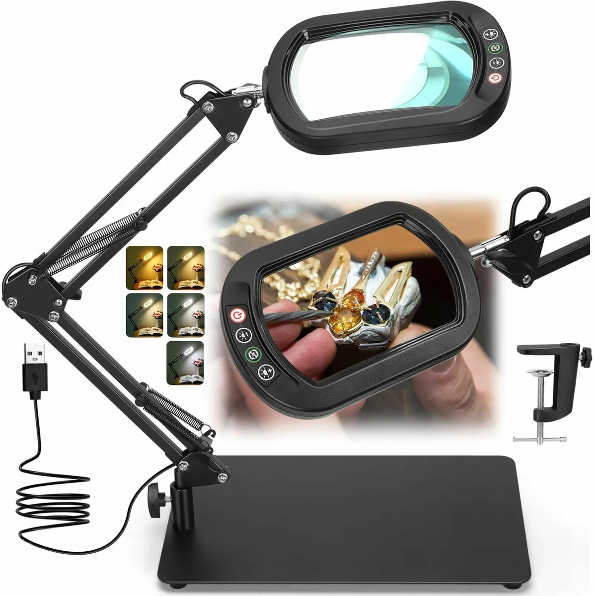 10X Rectangle Magnifying Glass with Light and - Image 1