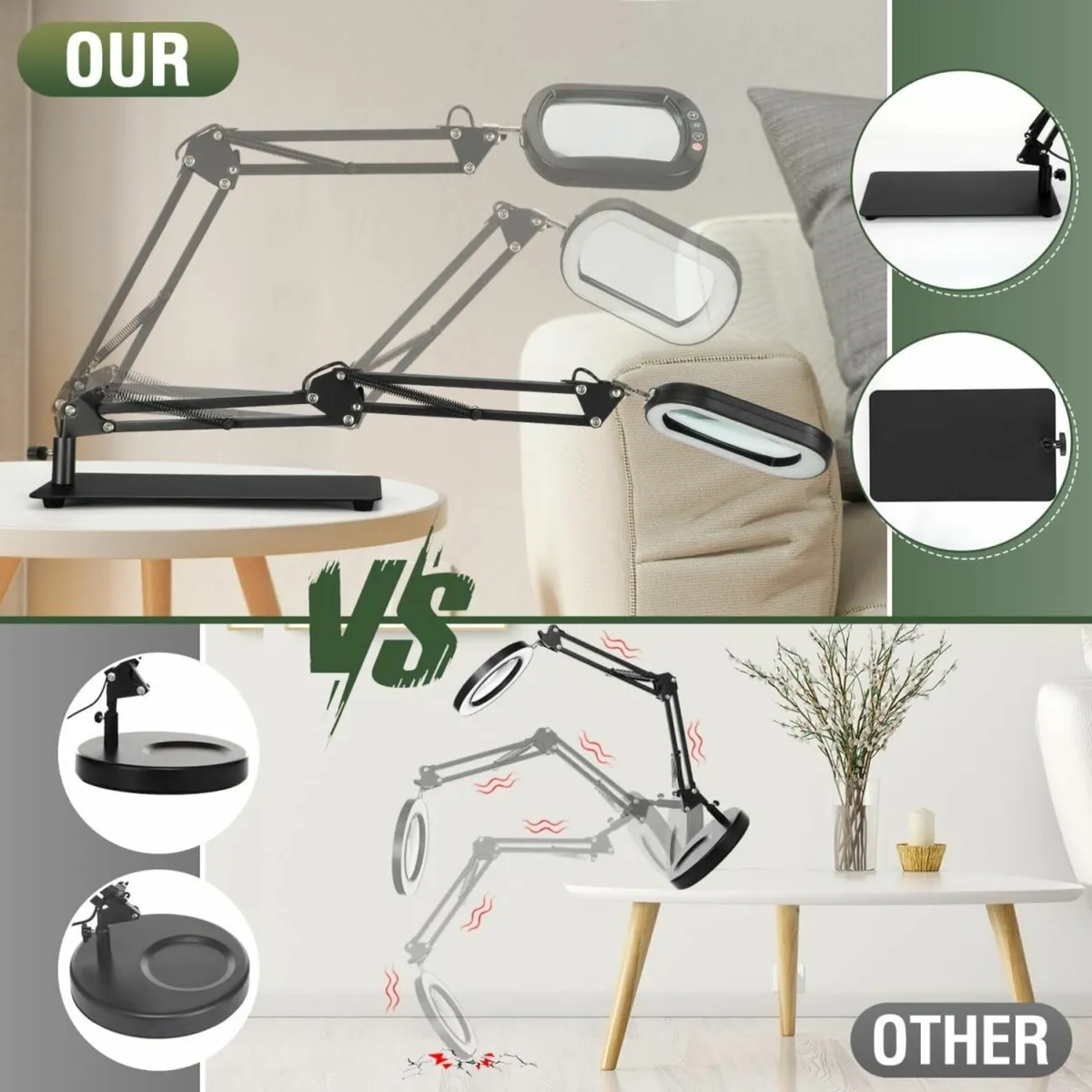 10X Rectangle Magnifying Glass with Light and - Image 4
