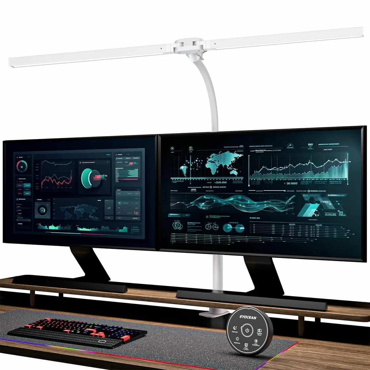 24W 80cm Dual Head Clip On Desk Lamp Daylight - Image 1