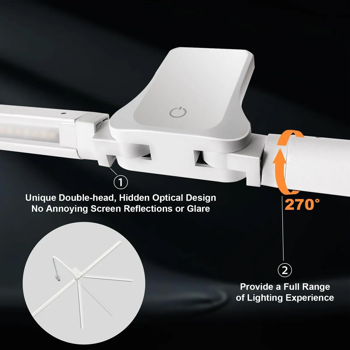 24W 80cm Dual Head Clip On Desk Lamp Daylight - Image 4