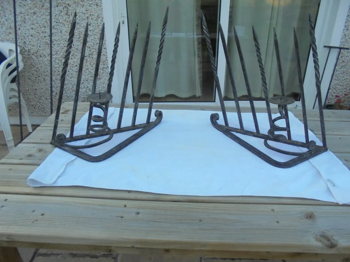 Vintage Wrought Iron Candle Holders x 2 for Sale - Image 2