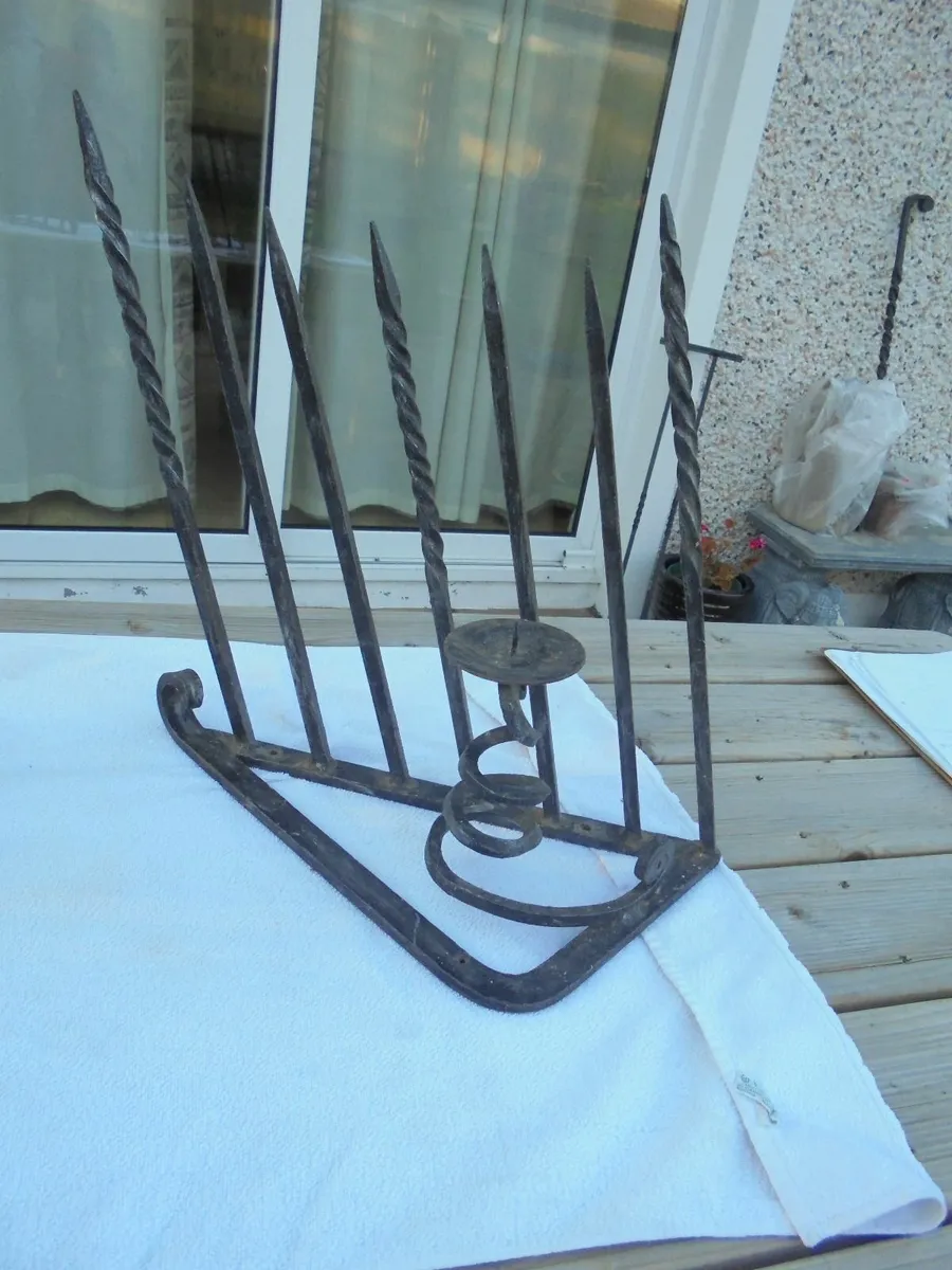 Vintage Wrought Iron Candle Holders x 2 for Sale - Image 3
