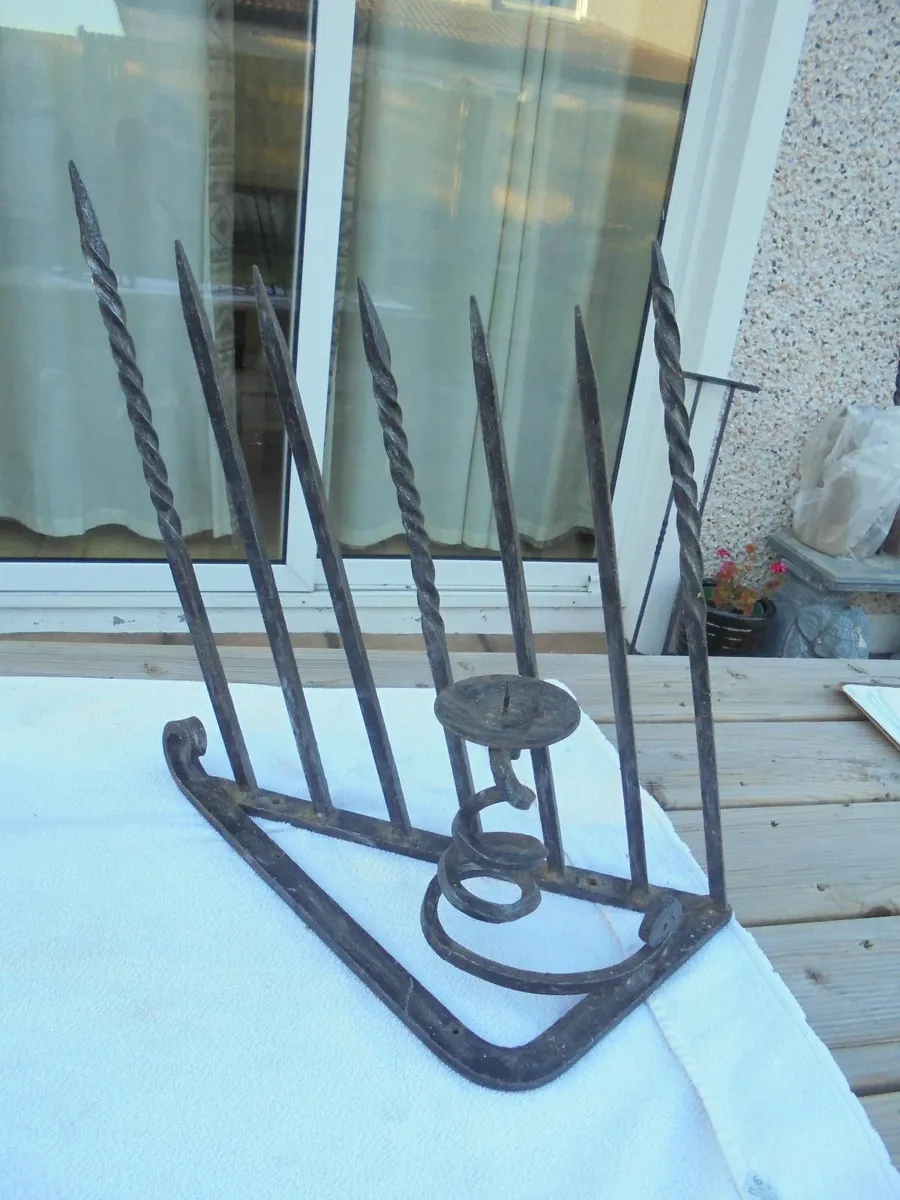 Vintage Wrought Iron Candle Holders x 2 for Sale - Image 4