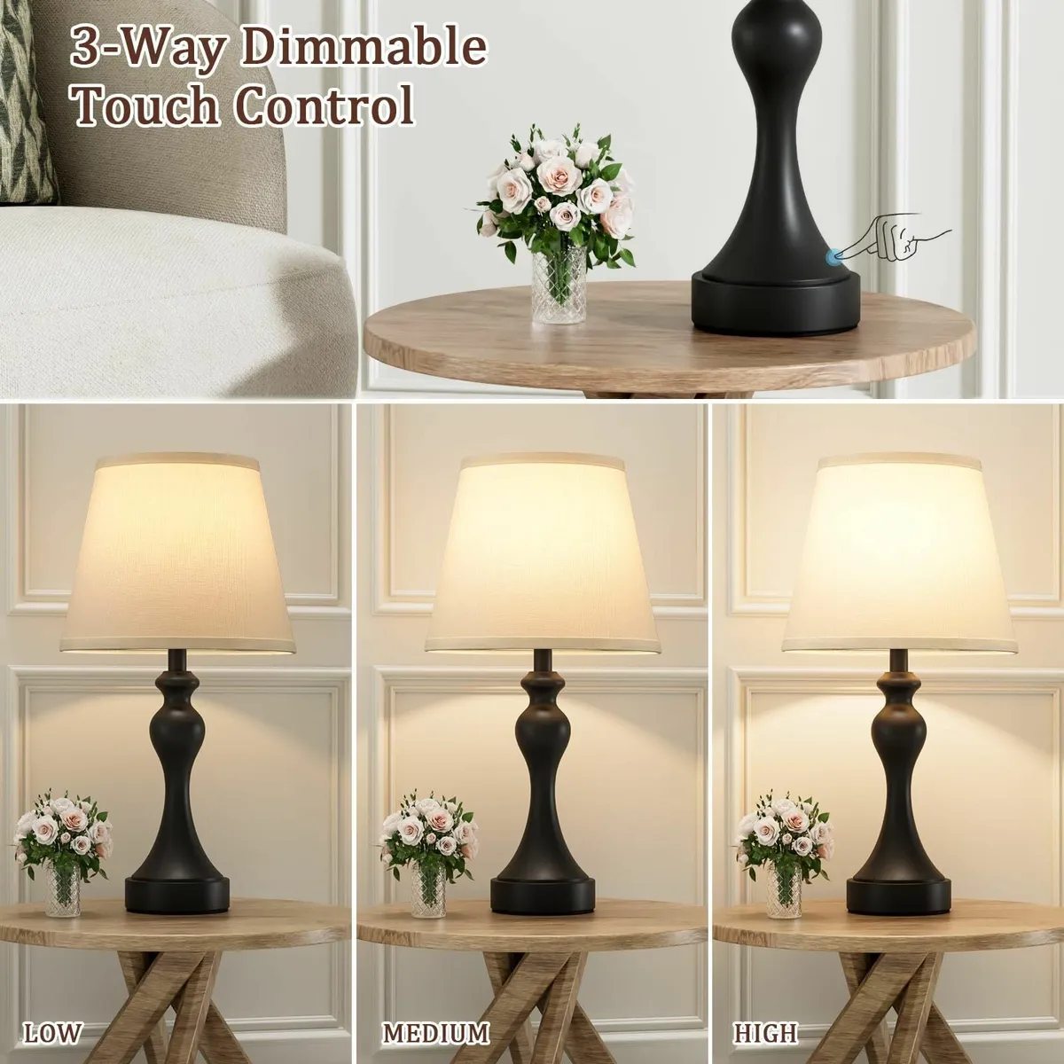 Table Lamps for Living Room Large Metal Bedside - Image 2