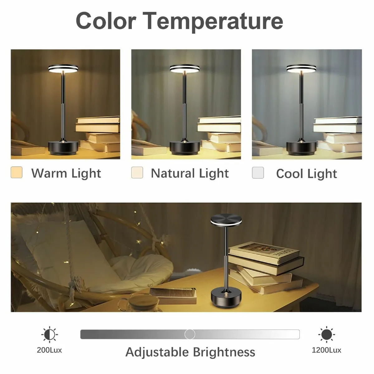 2 Pack Rechargeable Cordless LED Table Lamp - Image 4