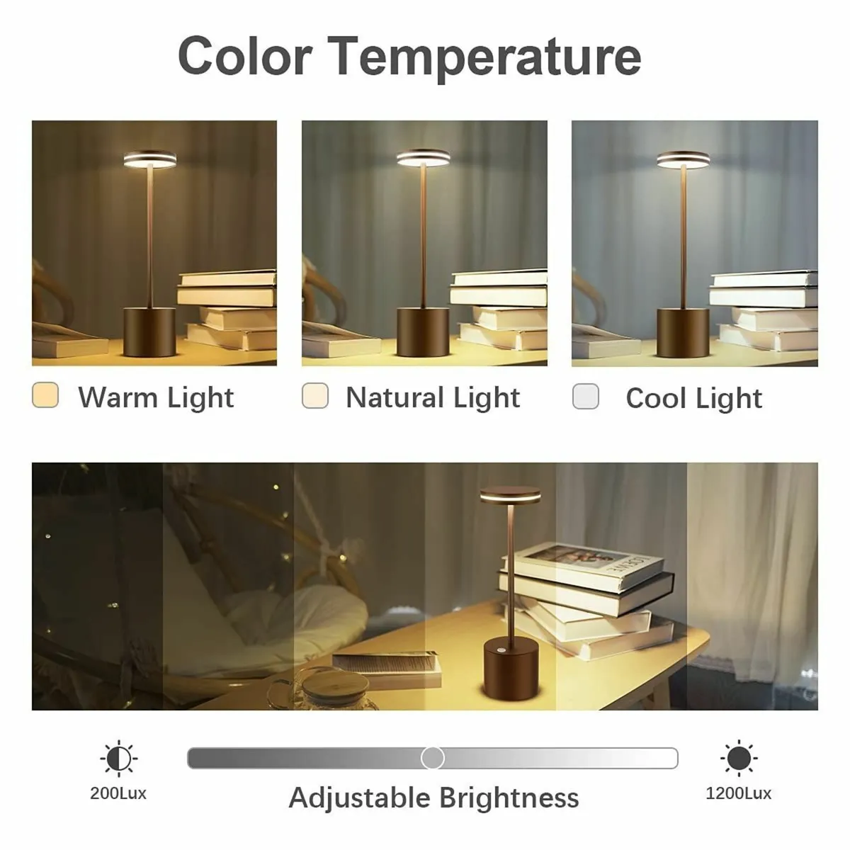 2 Pack Rechargeable Cordless LED Table Lamp - Image 4