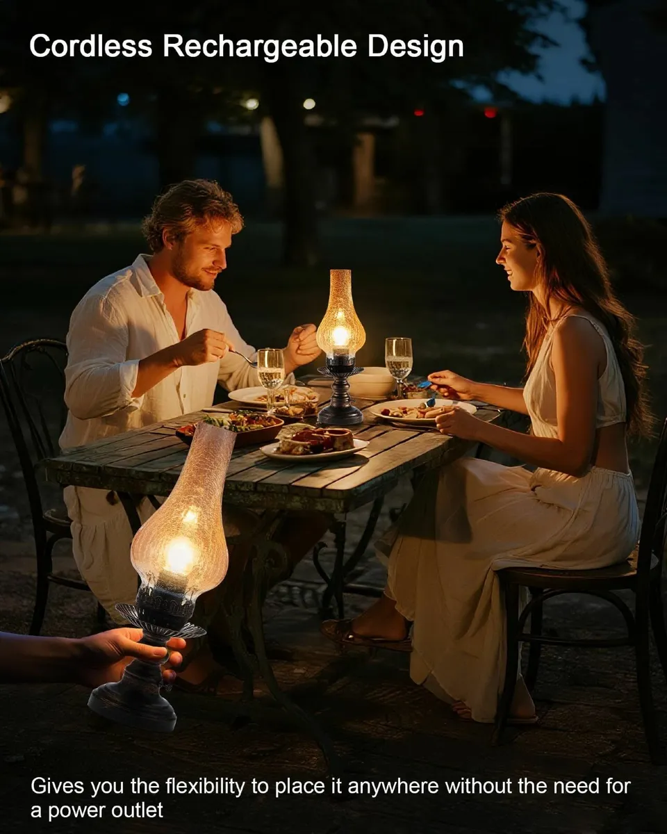 Vintage Rechargeable Cordless Table Lamp with - Image 2