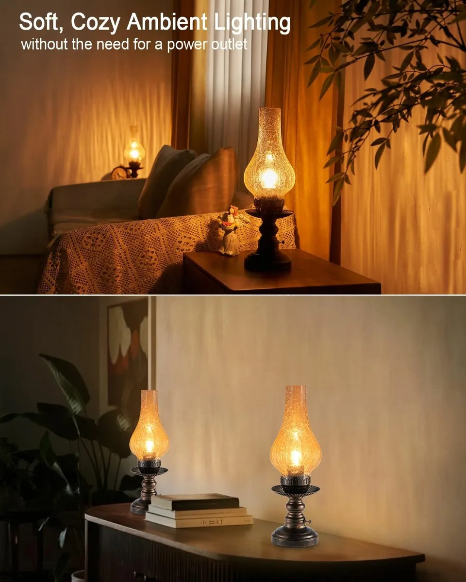 Vintage Rechargeable Cordless Table Lamp with - Image 3