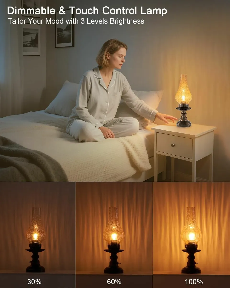 Vintage Rechargeable Cordless Table Lamp with - Image 4