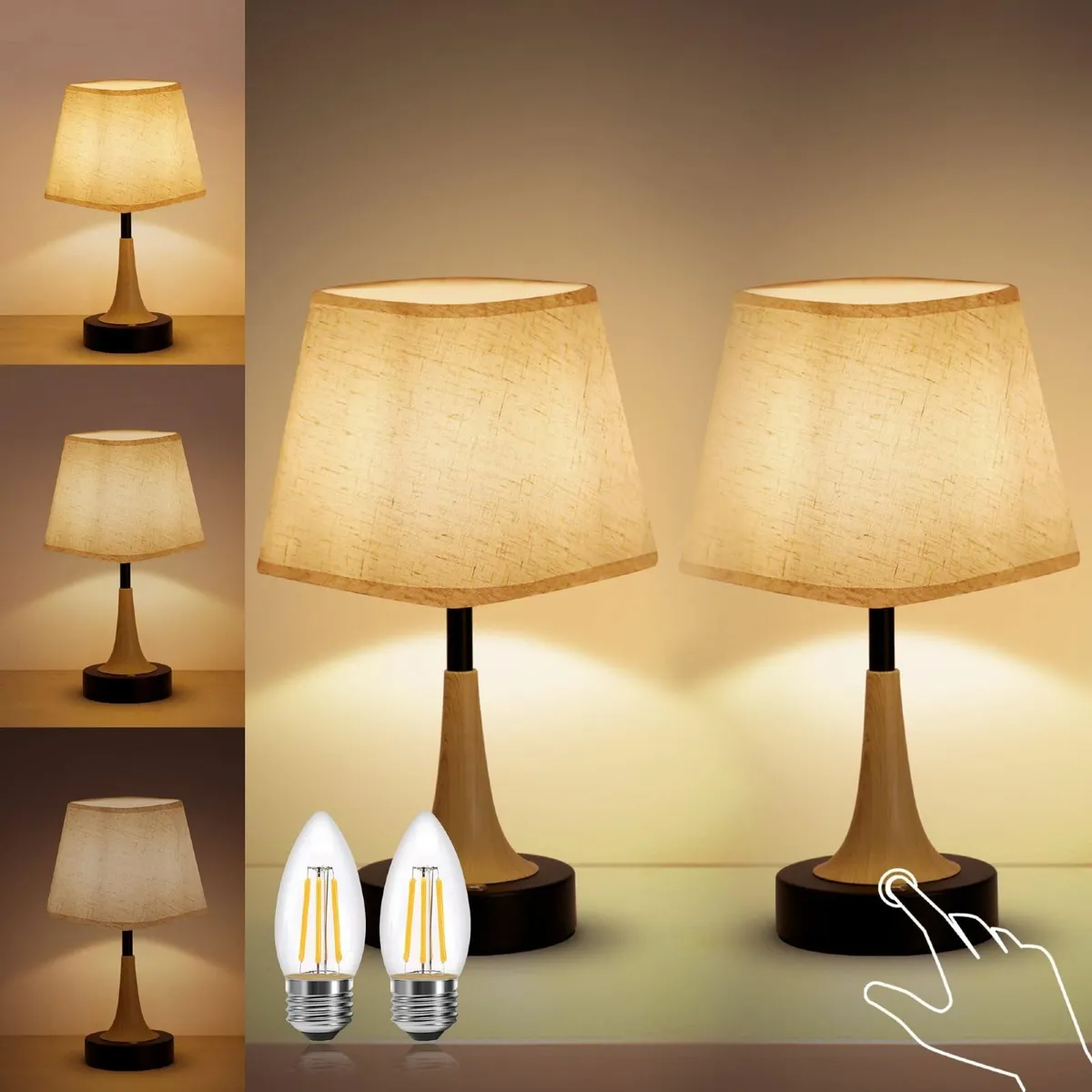 2 Pack Rechargeable Cordless Bedside Lamps Touch - Image 1