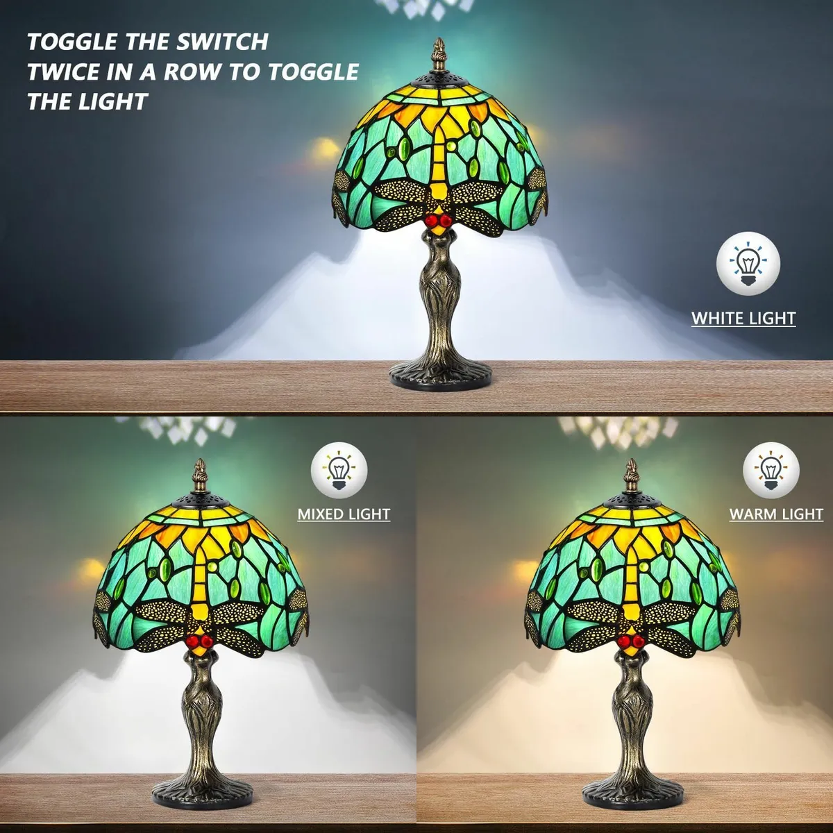 Table Lamp Stained Glass Crystal Bead Style Light - Image 3