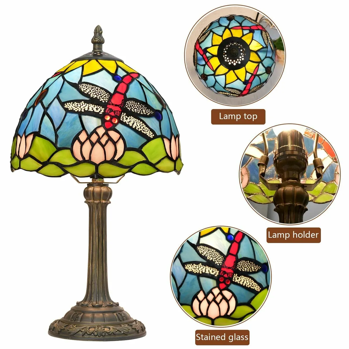 Tiffany Style Stained Glass Table Lamp Lotus - Image 3