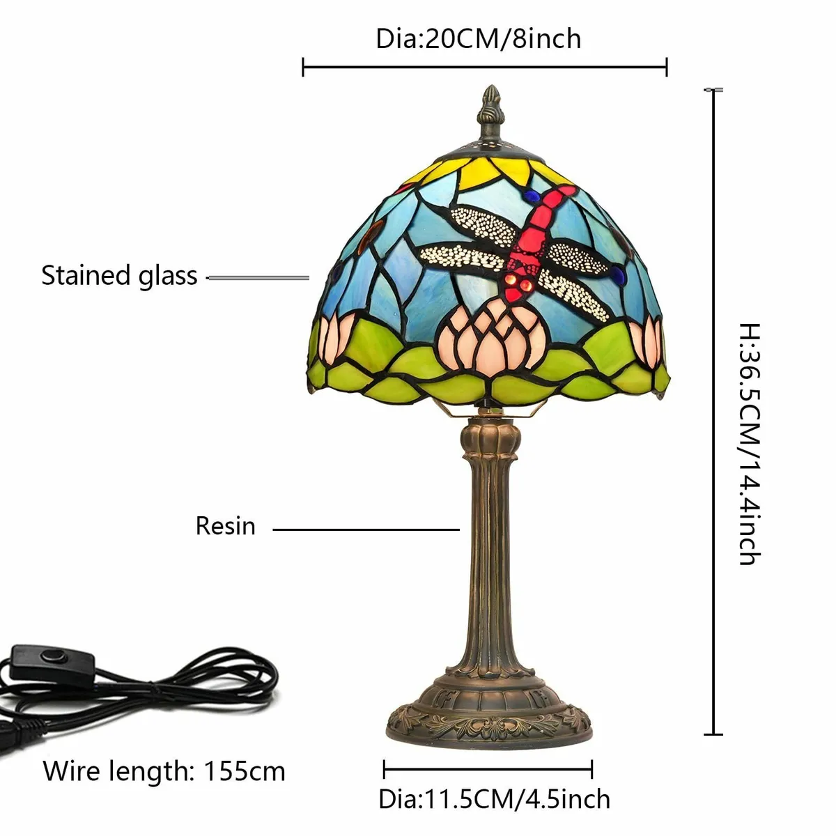 Tiffany Style Stained Glass Table Lamp Lotus - Image 4