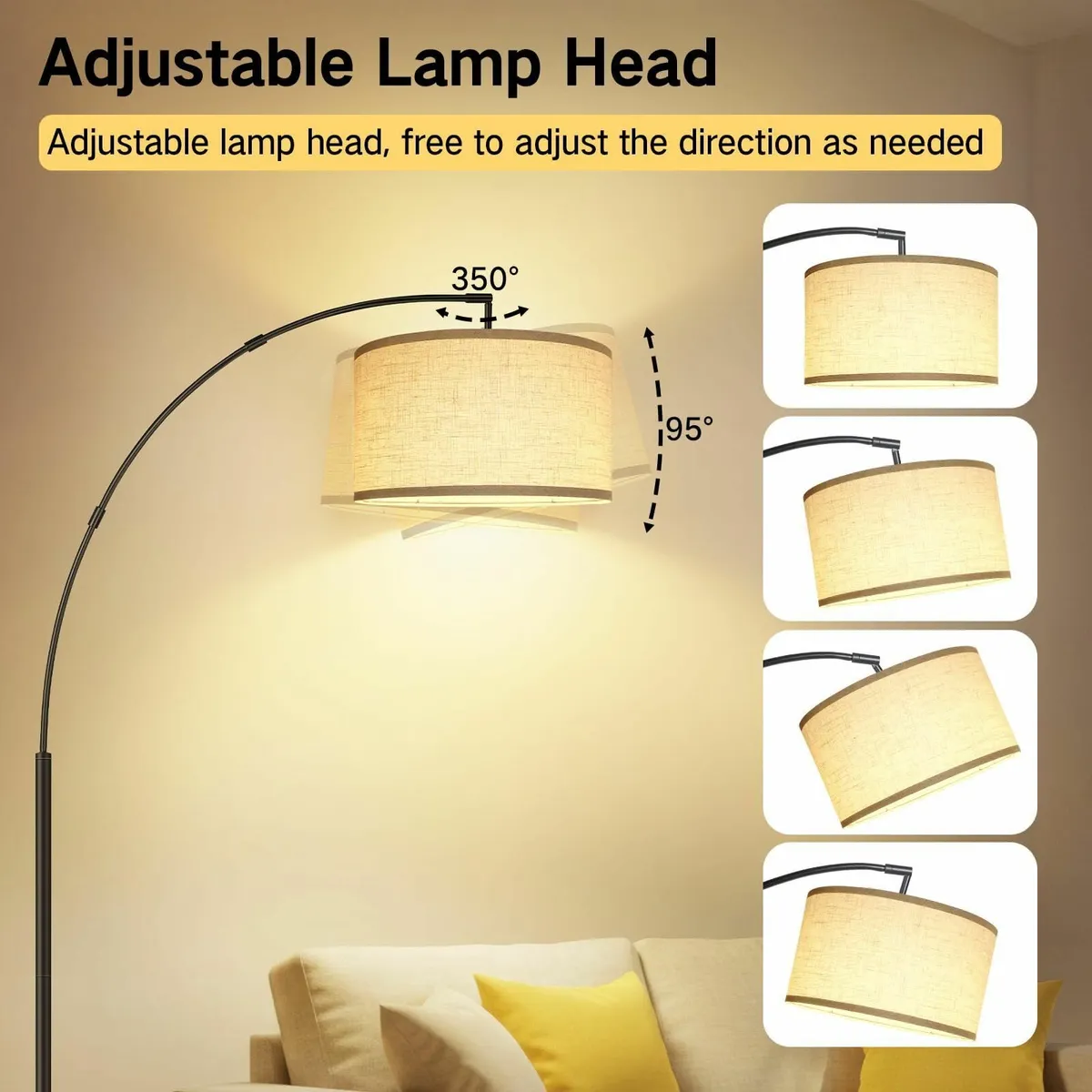 Arc Floor Lamps with Adjustable Lampshade Angle - Image 4