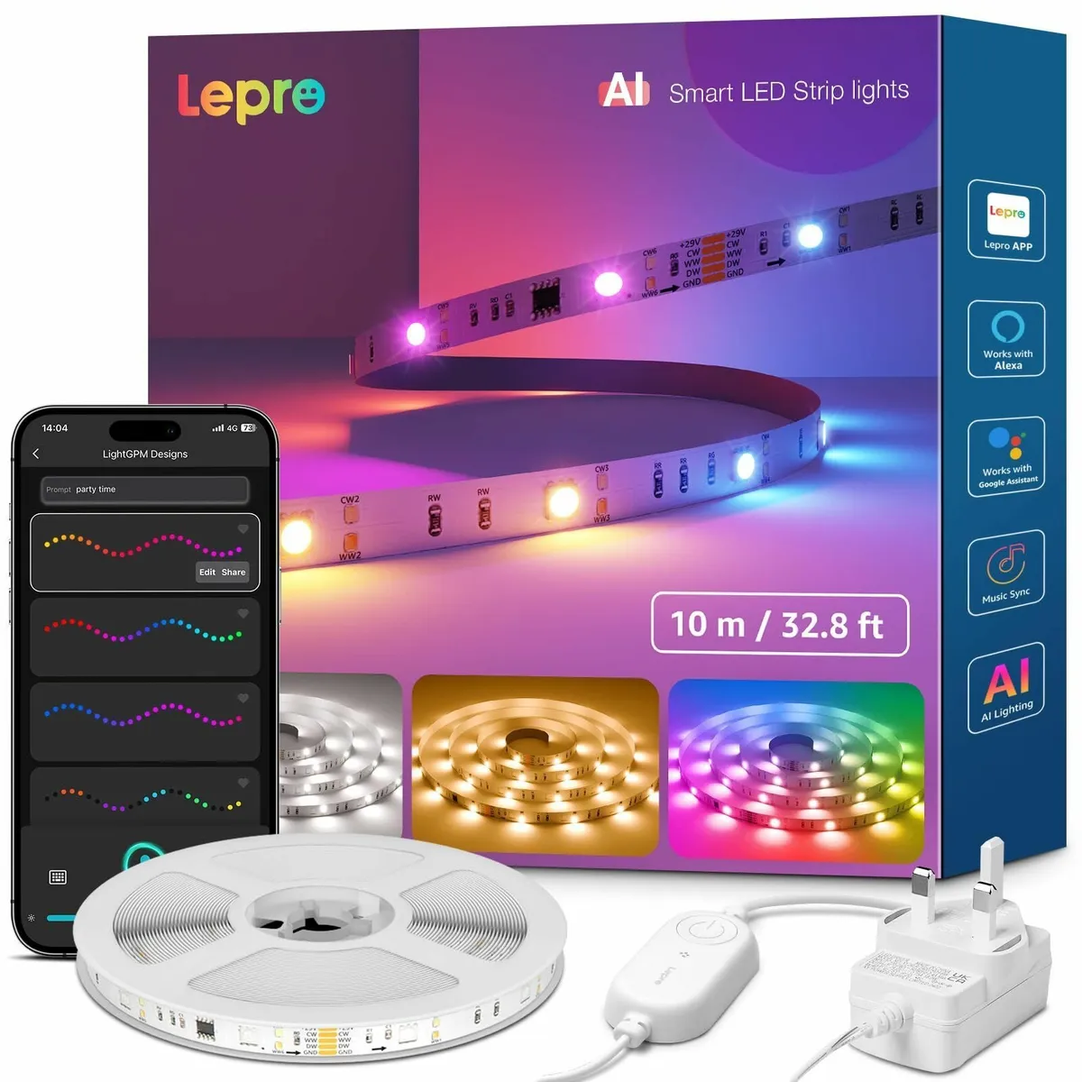 S2 AI Smart LED Strip Light 10M RGBW+IC Works - Image 1