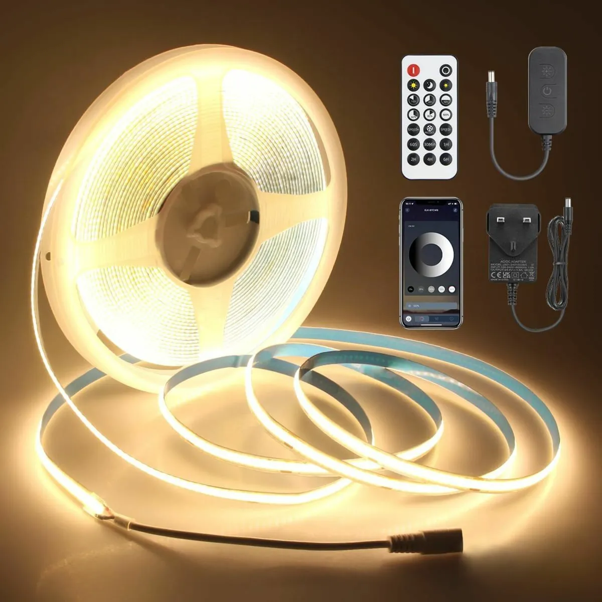 24V COB LED Strip Warm White 3000K 15M Dimmable - Image 1