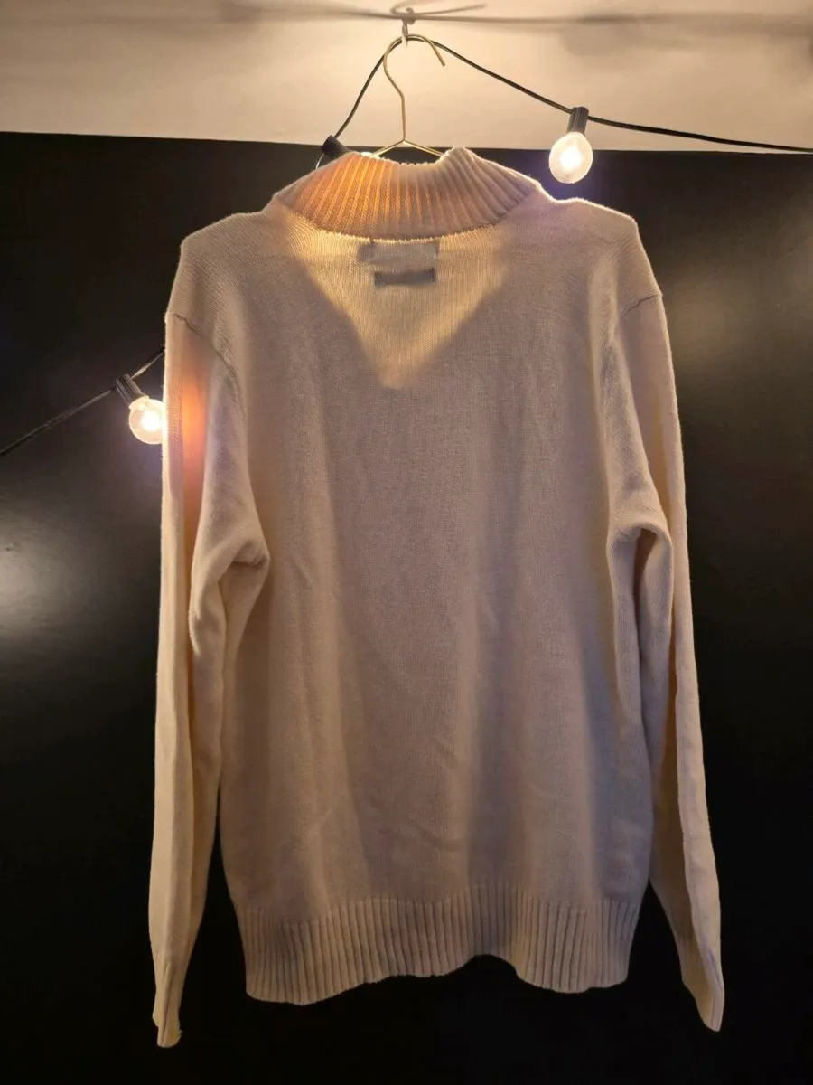 Polo Ralph Lauren Cream Button Collar Knit Jumper - Image 4