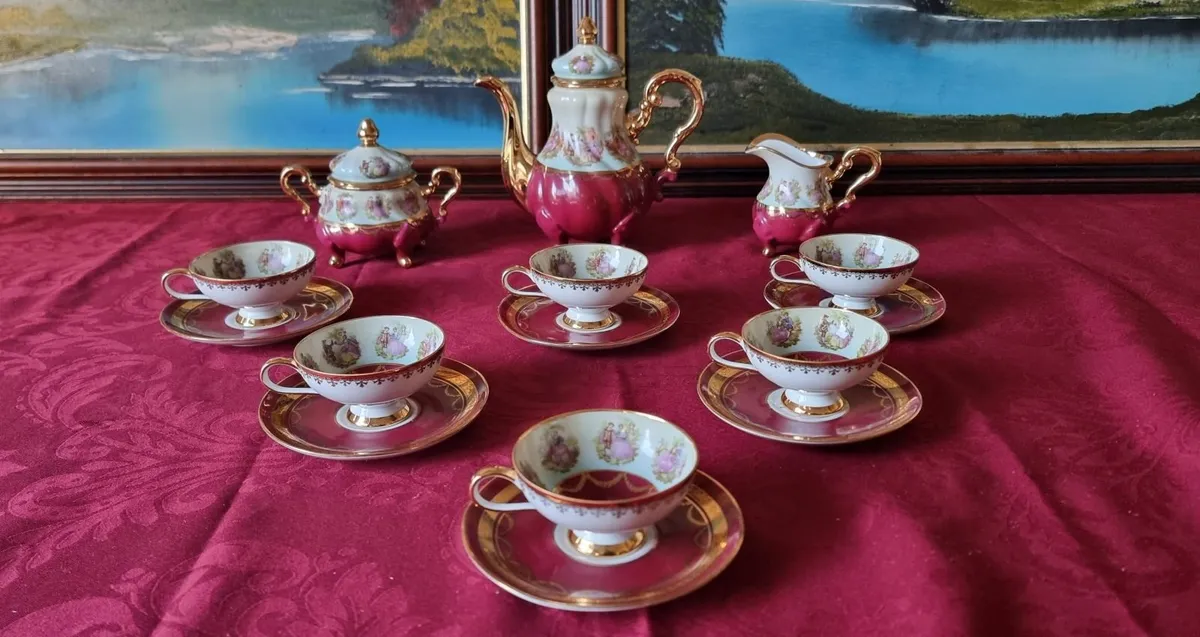 15Pc.Gloria West Germany Heavy GoldGilt Coffee Set - Image 2