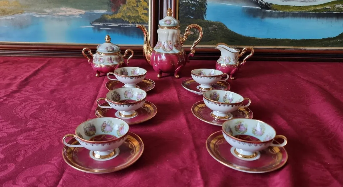 15Pc.Gloria West Germany Heavy GoldGilt Coffee Set - Image 3