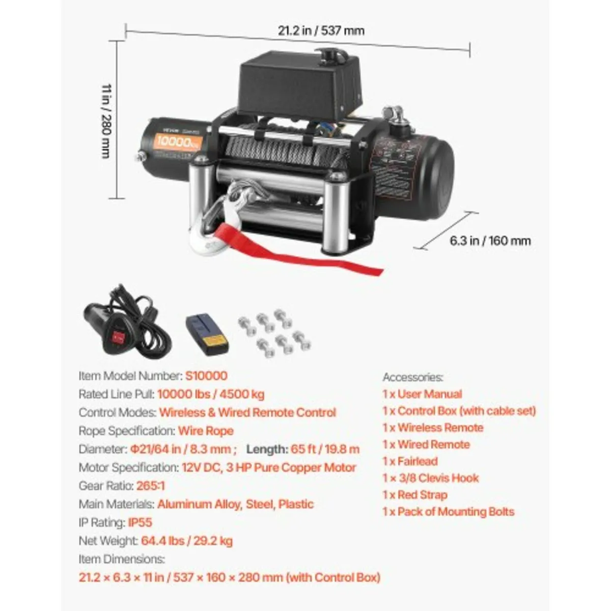 Electric Winch, 4500 kg Load Capacity, 12V DC Truc - Image 3