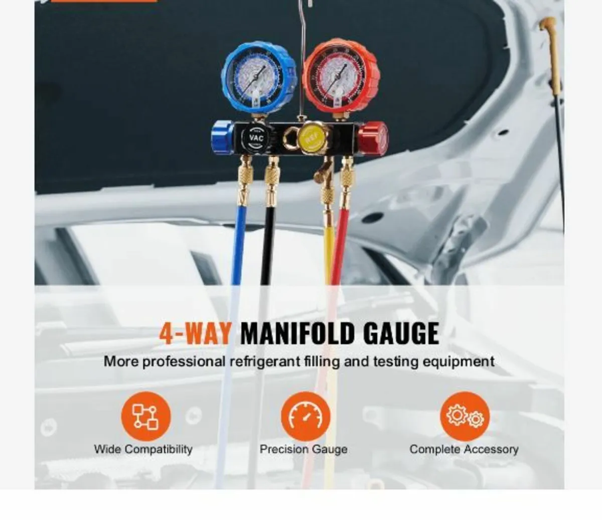 4 Way AC Gauge - AC Manifold Gauge Set - Image 2