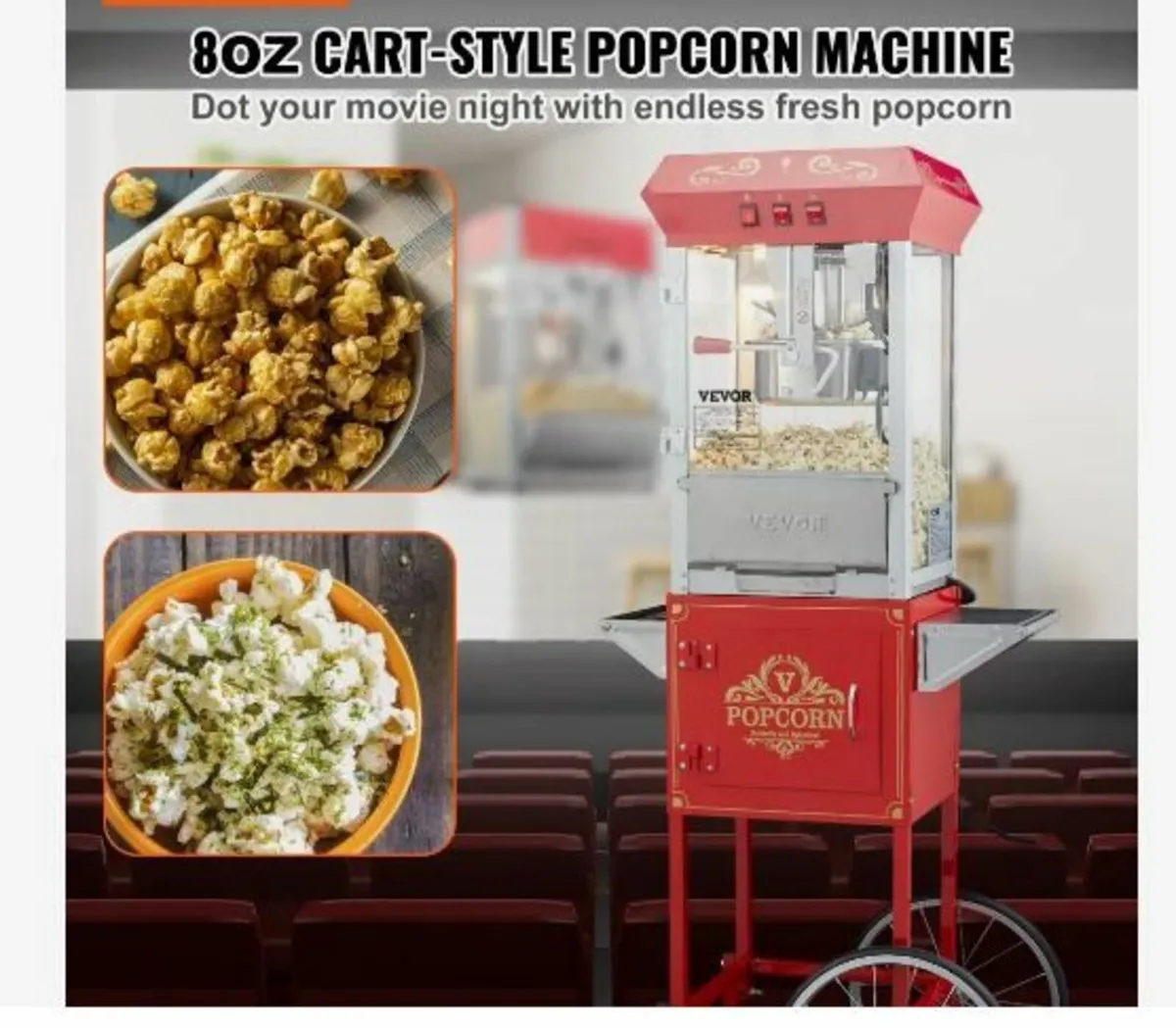Popcorn Maker with Cart, 850W - Image 2