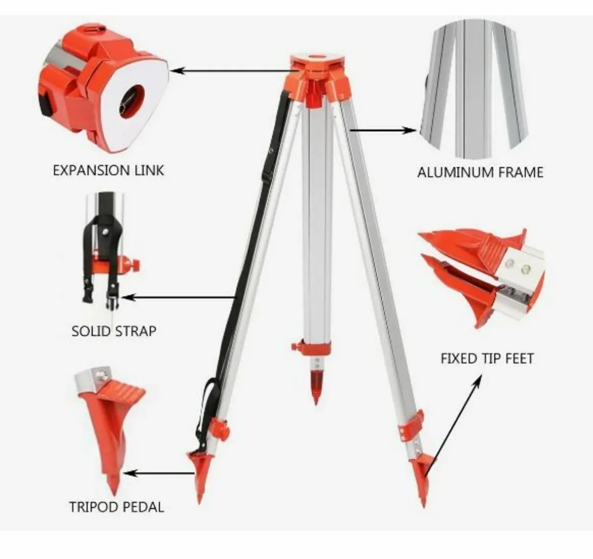 1.65M Aluminum Tripod + 5M 5 Section Dumpy Laser - Image 2