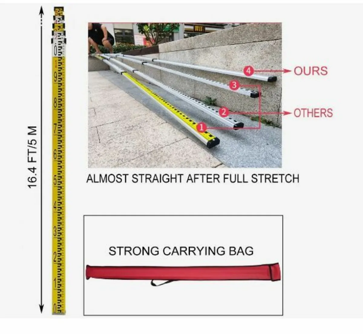 1.65M Aluminum Tripod + 5M 5 Section Dumpy Laser - Image 3