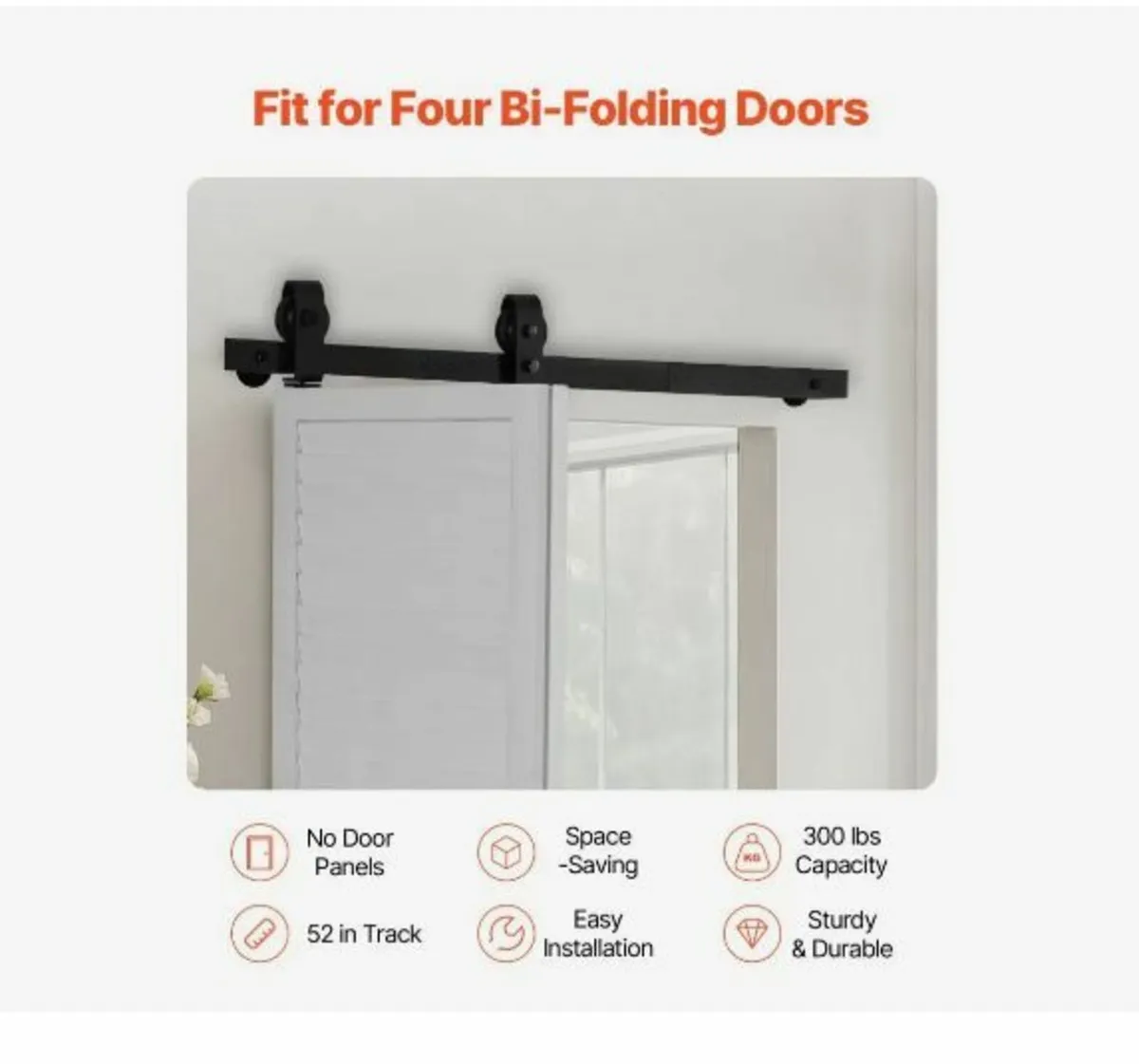 Bi-Folding Sliding Barn Door Hardware Track Kit - Image 2