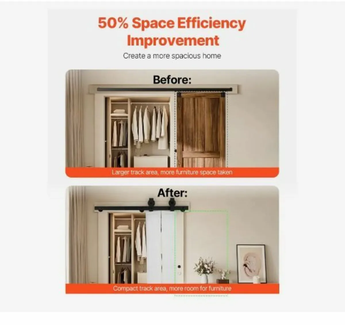 Bi-Folding Sliding Barn Door Hardware Track Kit, - Image 3