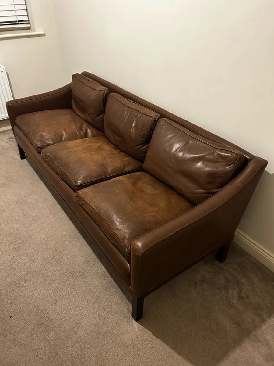 Brown Leather The President Mid Century Sofa by Ingemar Thillmark for OPE-Mobler - Image 2