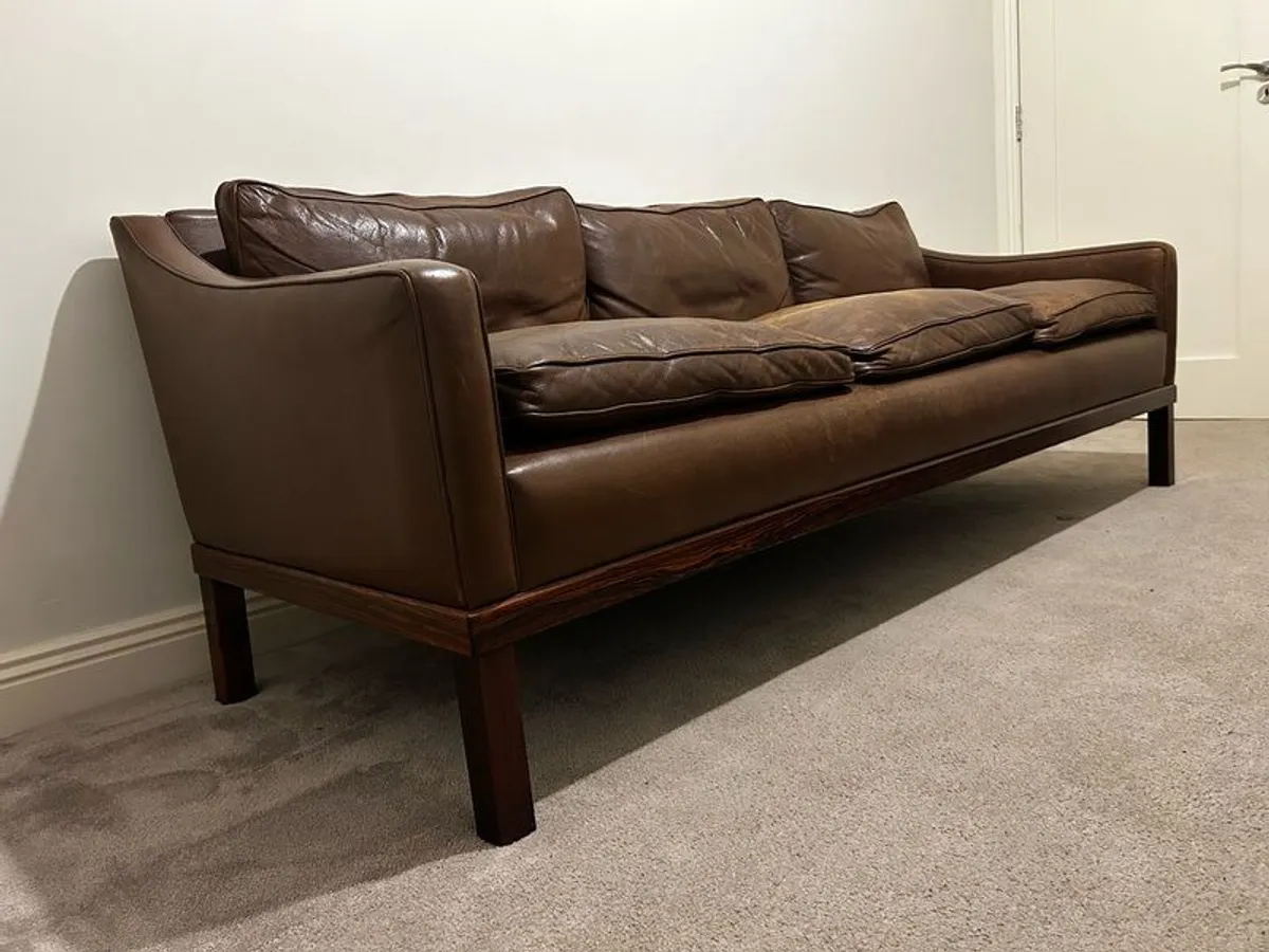 Brown Leather The President Mid Century Sofa by Ingemar Thillmark for OPE-Mobler - Image 3