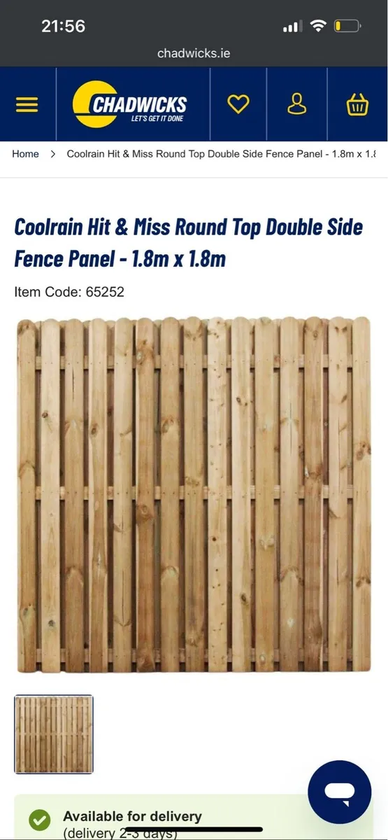 Coolrain hit & miss round top double fence panel - Image 1