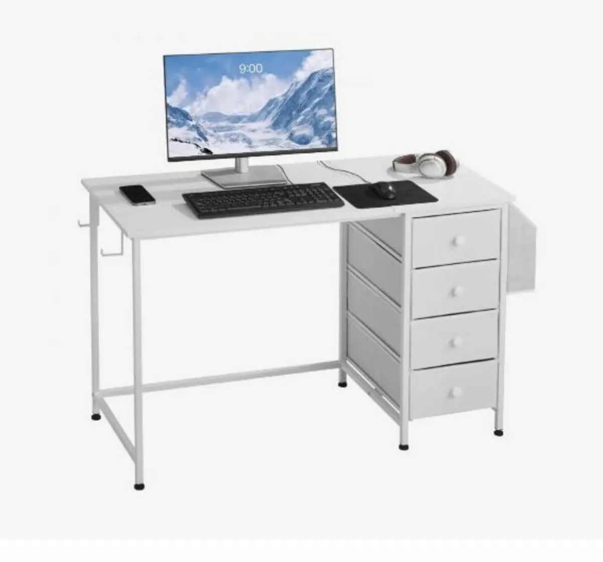 Computer Desk with Fabric Drawers, 120 cm - Image 1