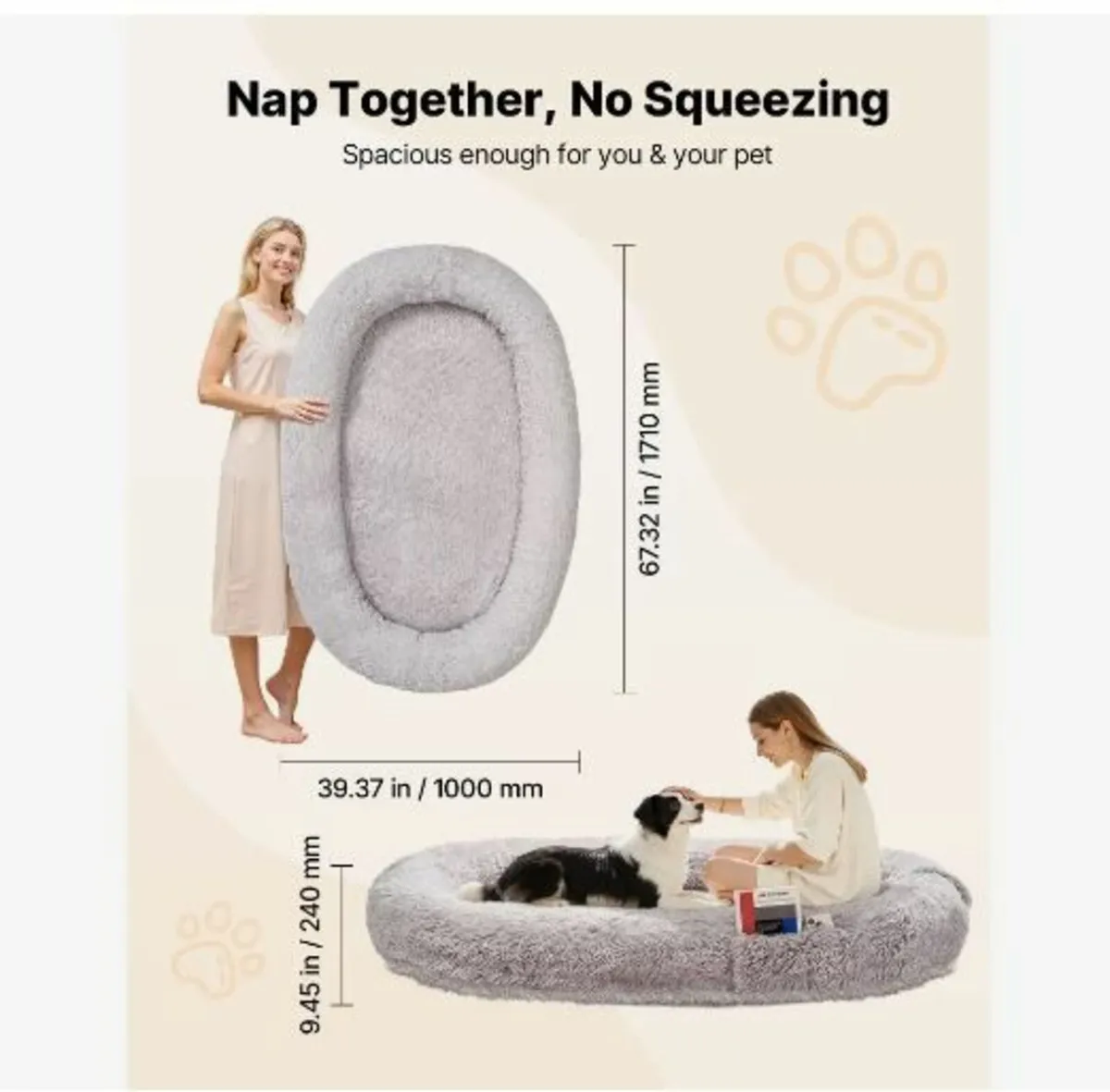Human Dog Bed, 1710 x 1000 x 240 mm - Image 2