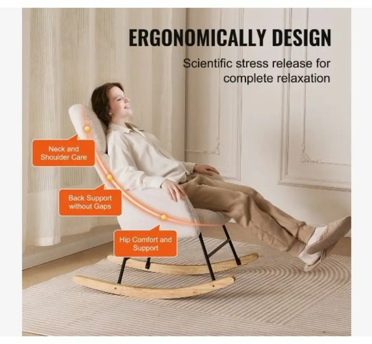 Nursery Rocking Chair, 250 lbs Weight Capacity - Image 4