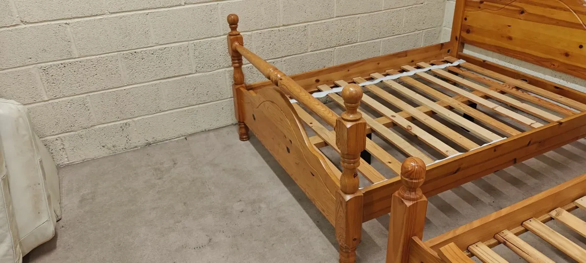Solid Pine Double Bed + Mattress - Image 4