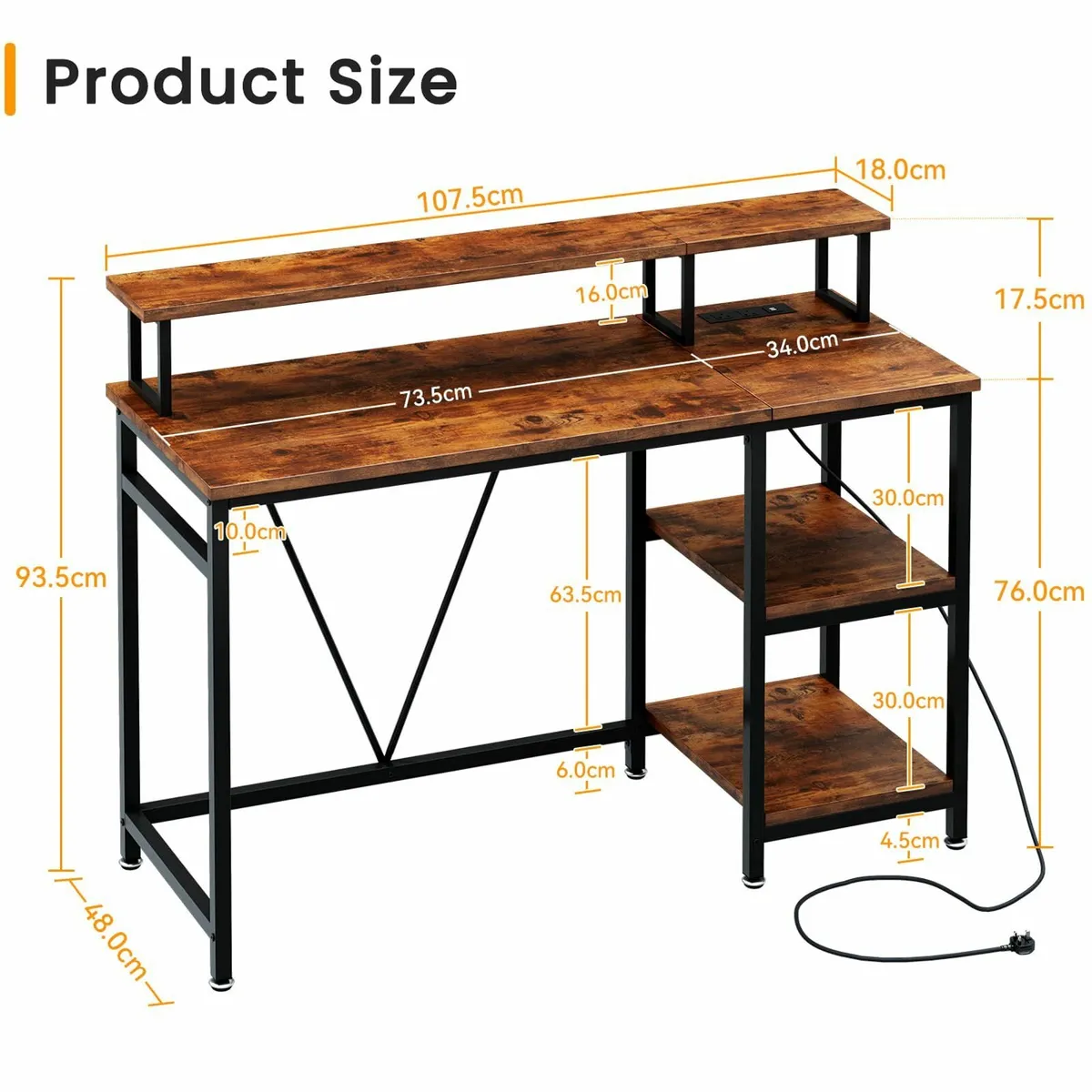 Computer Desk 107.5cm Reversible Monitor Stand - Image 2