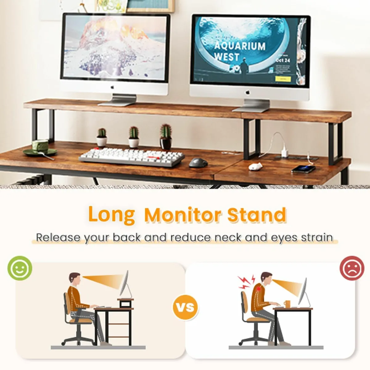 Computer Desk 107.5cm Reversible Monitor Stand - Image 4