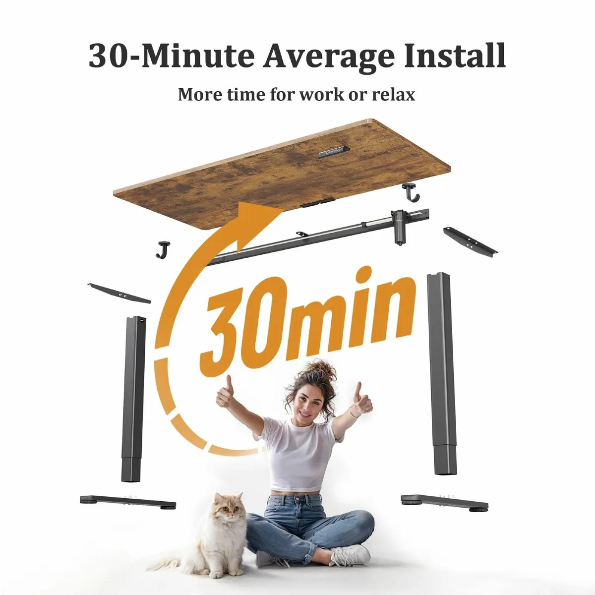 Adjustable Height Stand up Office Desk 100x60 cm - Image 4