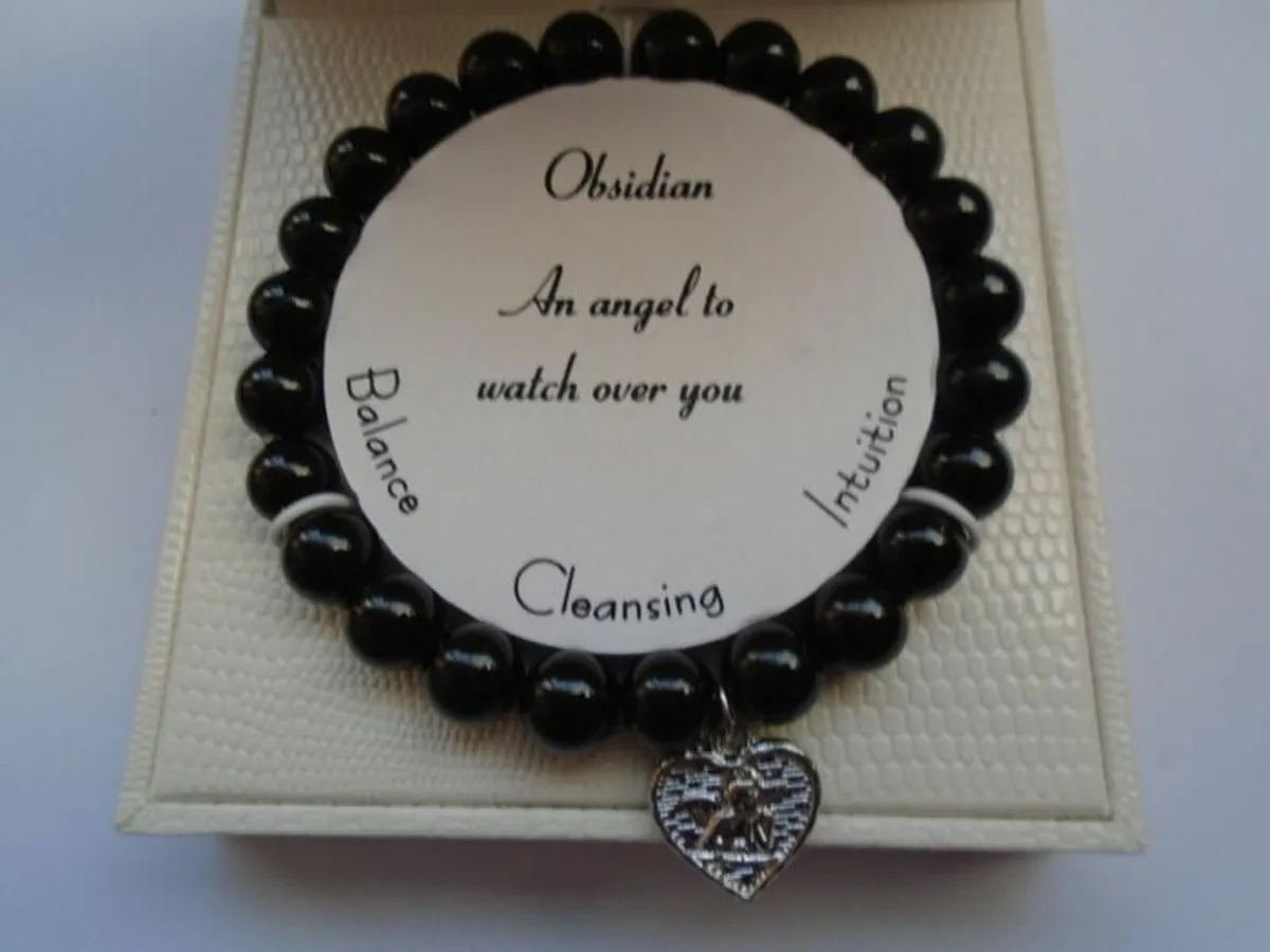Angel bracelet, Obsidian bracelet,Gift - Image 4