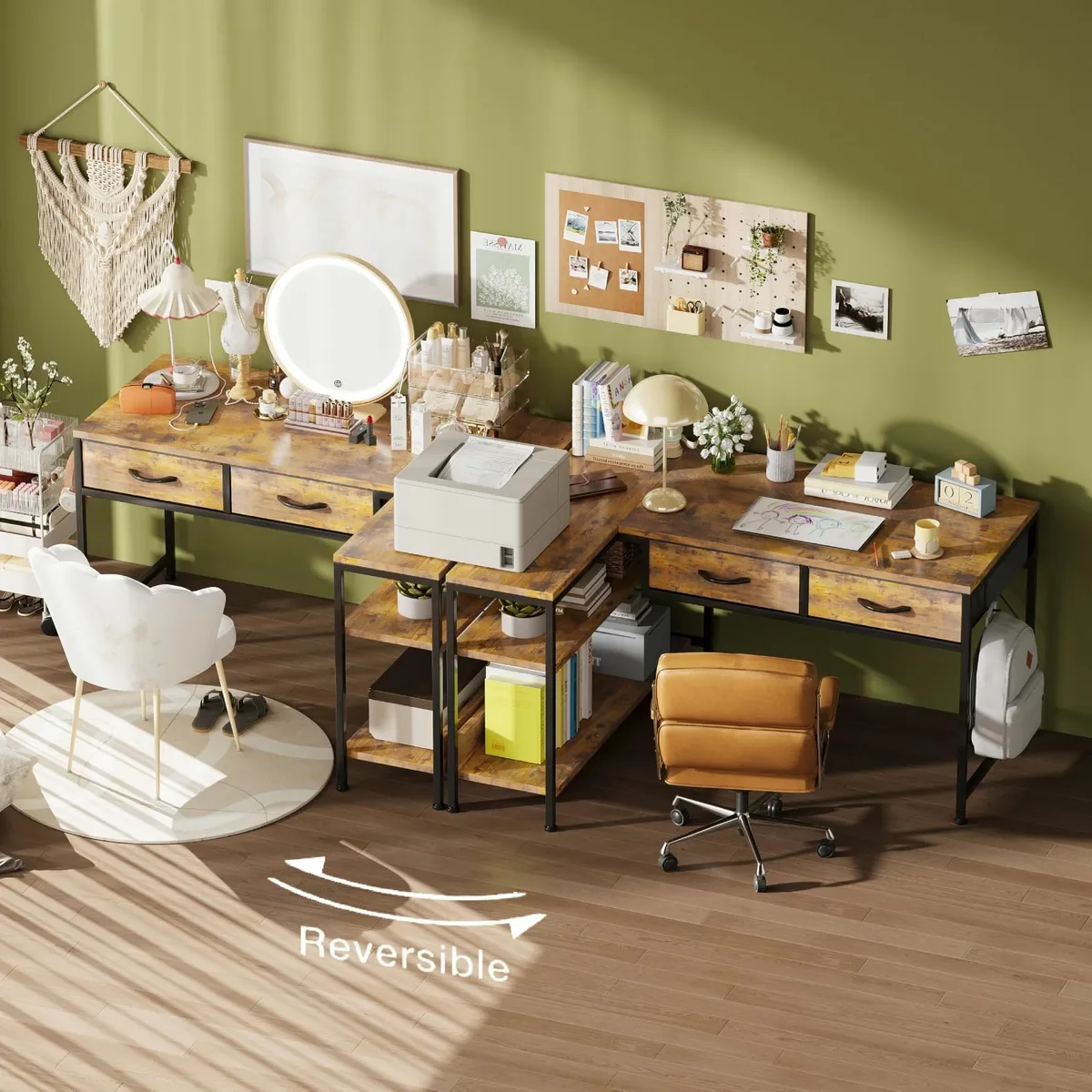 L Shaped Computer Desk 100CM Office Shelves - Image 2