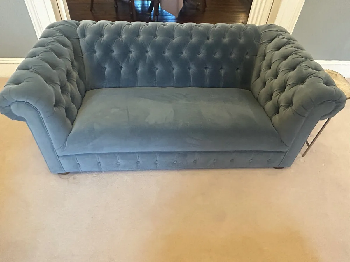 blue velvet sofa - Image 1