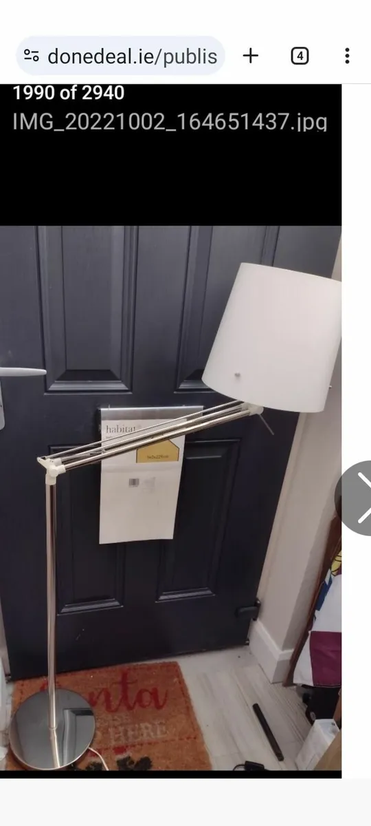 Tall Chrome floor lamp with swing down position - Image 3