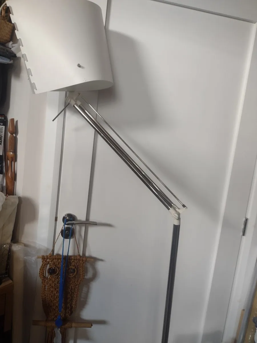 Tall Chrome floor lamp with swing down position - Image 2