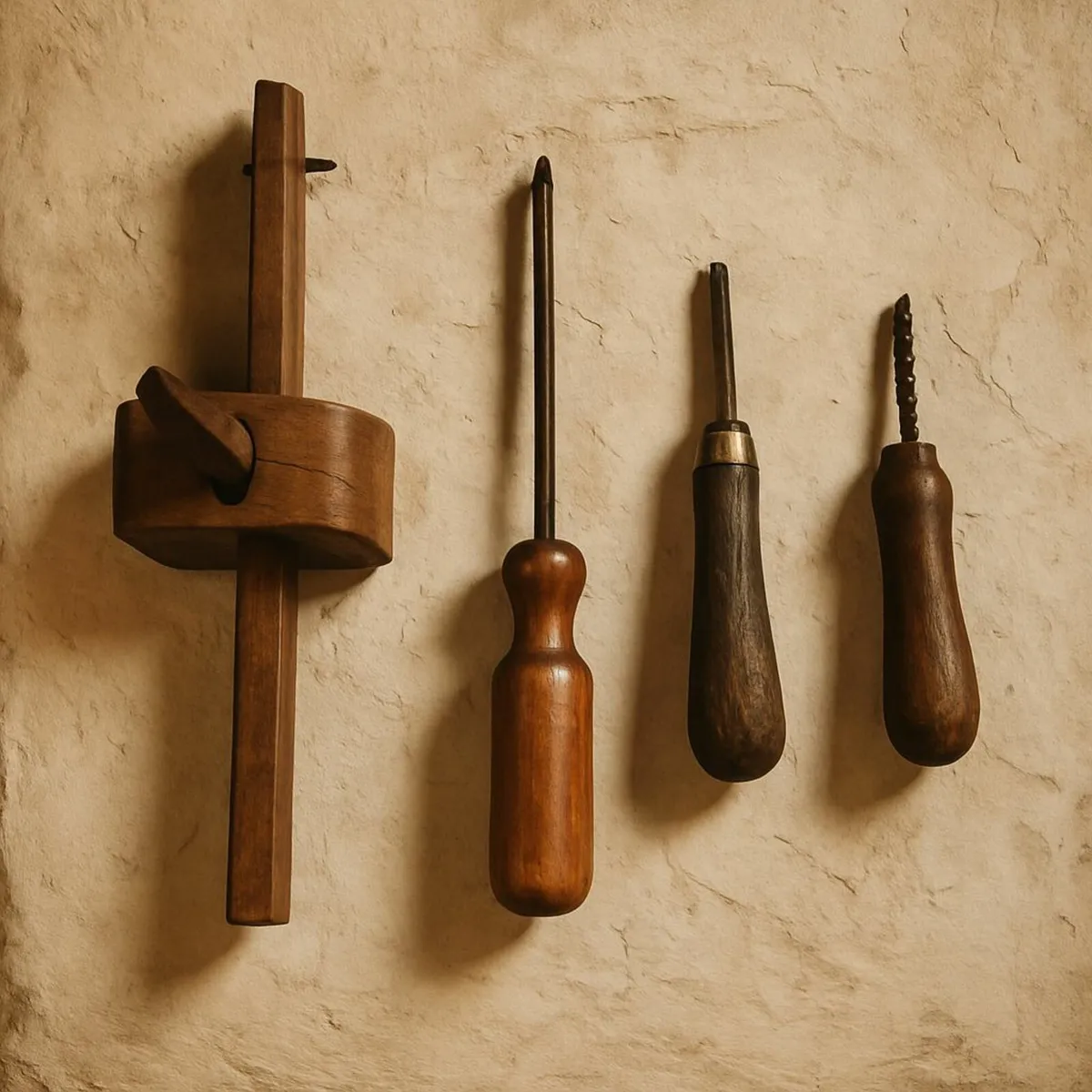 antique vintage tools CARPENTER WOOD pub cottage - Image 1