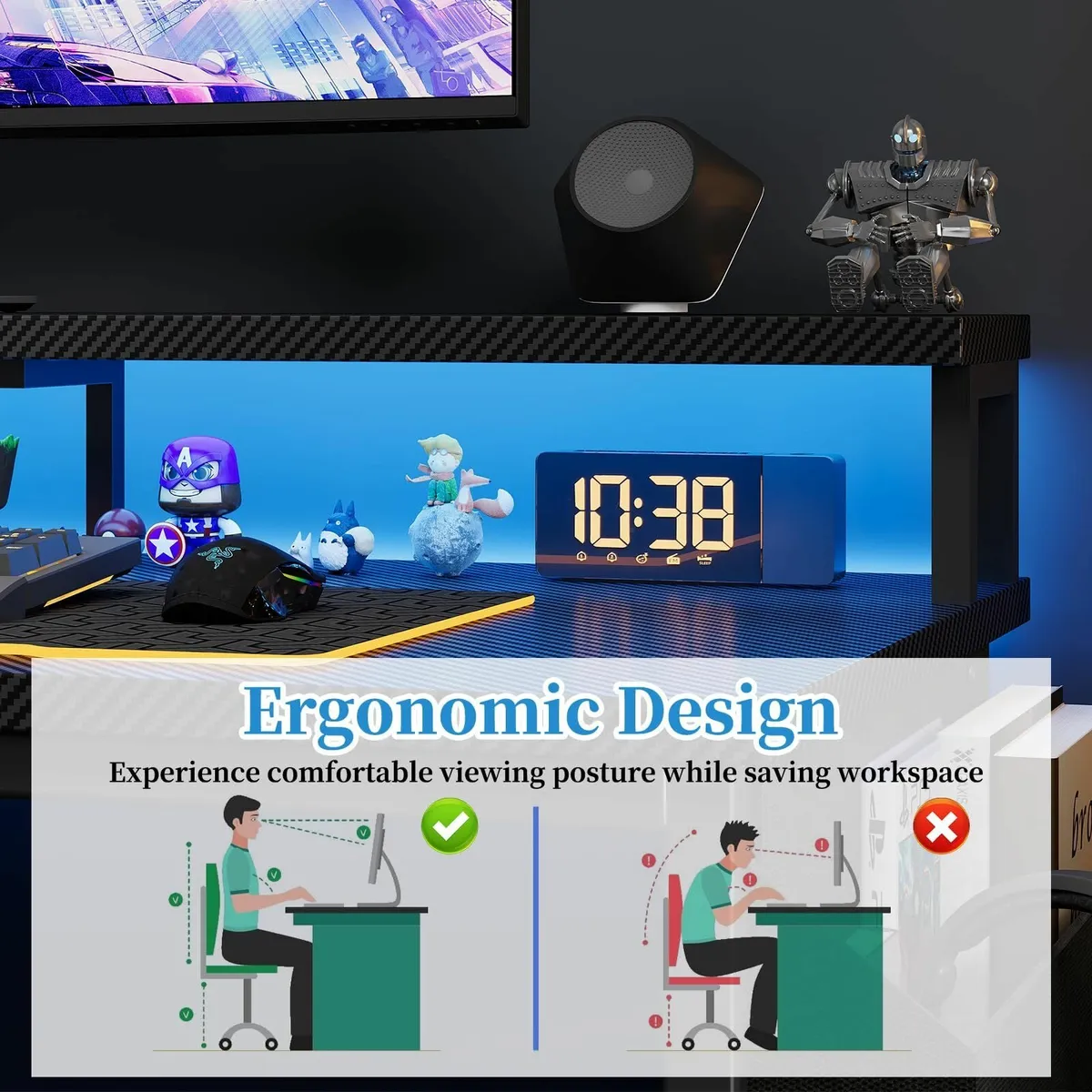 LED Lights Desk 100 cm Monitor Stand Office - Image 4