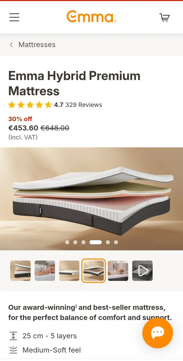 Emma Premium Memory Foam Mattress, king size. - Image 1