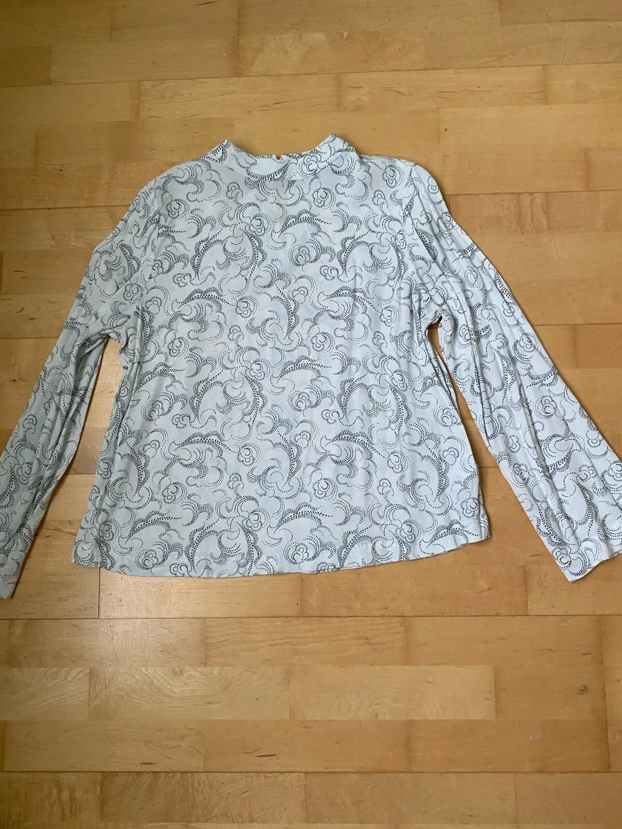 Ivory Mix Long Sleeve High Neck Blouse - Image 1